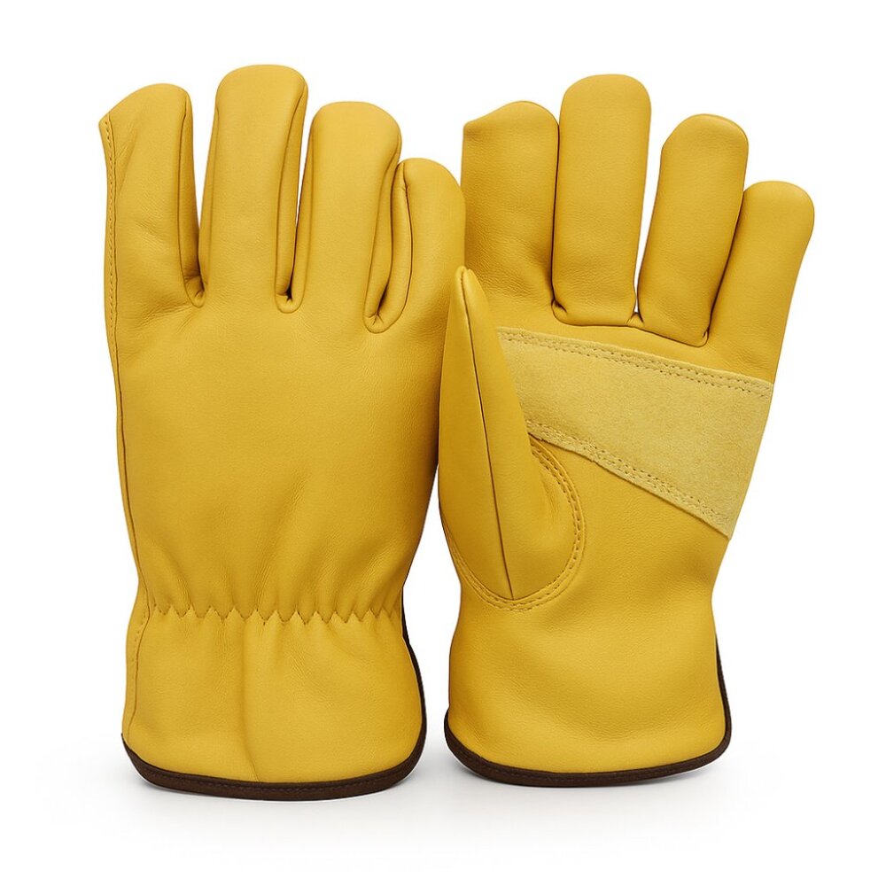 PAKNADA CowGrain Leather Work Gloves 1Pair Heavy Duty Safety Garden Construction